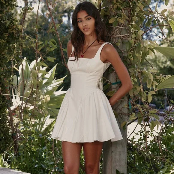 HOUSE OF CB 'Florianne' Ivory Bow Mini Dress NWT